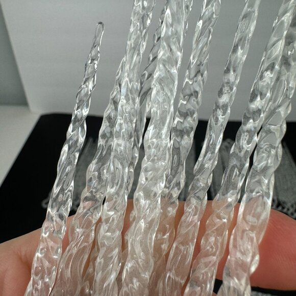 Lot of 99 Vtg Plastic Clear Icicle Twist Ornaments Glow in Dark Thin 5.5in wHook - Picture 11 of 12